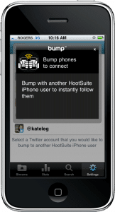 Bump ™ to follow in HootSuite for iPhone