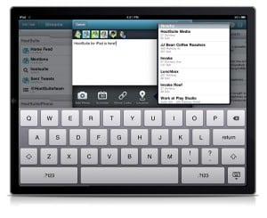 Check into location on HootSuite iPad Set Location on HootSuite iPad