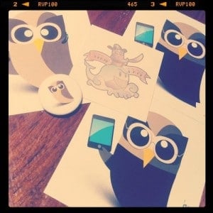 HootSuite swag from our own Community Managers - photo by Kris Krug HootKits and Hoot stickers from community managers