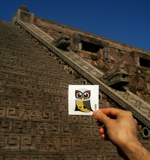 Owly on the road in the Mayan Riviera HootSuite all over the World