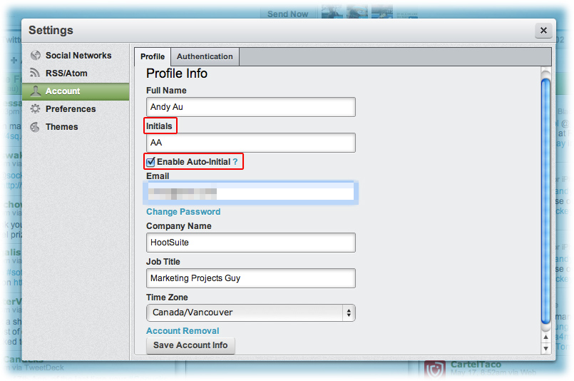 Try Out Auto Initialing in HootSuite