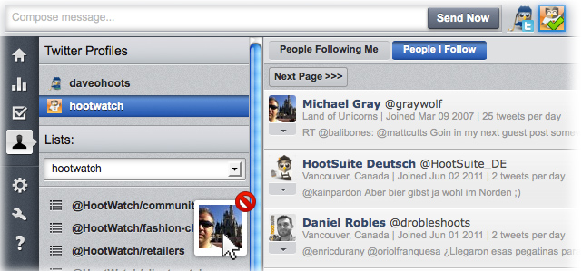 Drag and drop in HootSuite