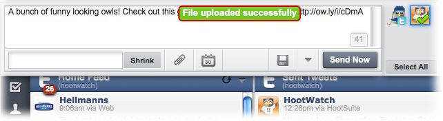 HootSuite drag and drop confirmation message