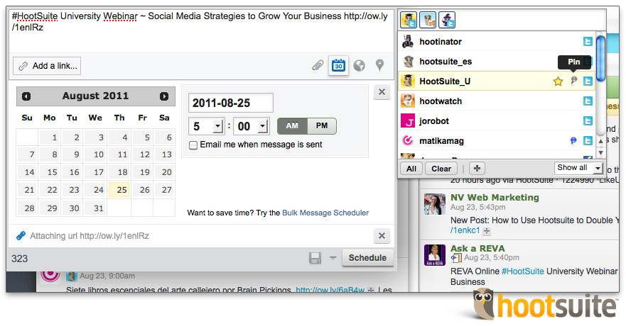 HootSuite Compose Box with Profile Picket and Scheduling HootSuite Compose Box with Profile Picket and Scheduling