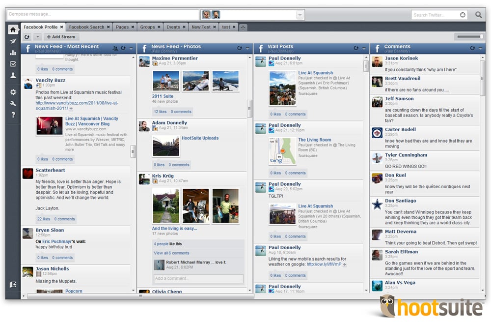 HootSuite's Facebook Functionality in-dash hootsuite facebook