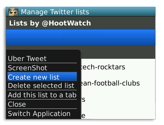 Create List BlackBerry HootSuite Mobile