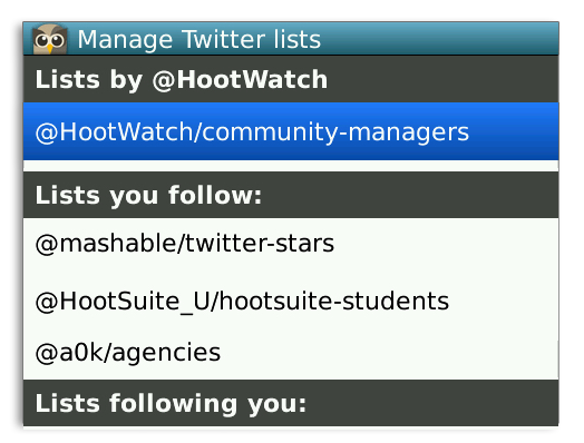 List HootSuite BlackBerry Mobile