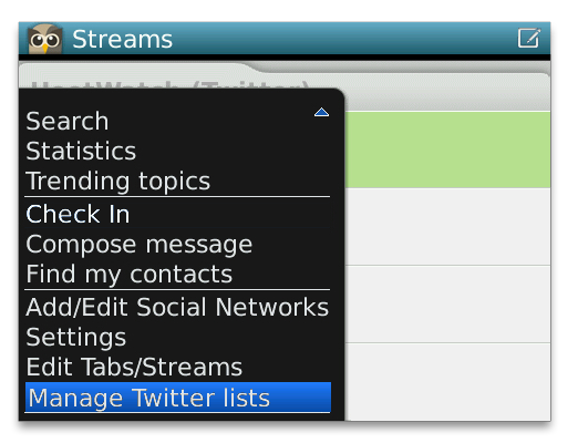 Manage Twitter List HootSuite BlackBerry