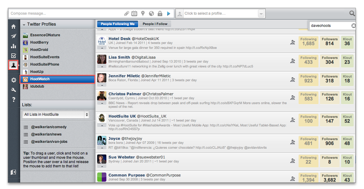 Select Profile HootSuite Contacts Select Profile HootSuite Contacts Twitter