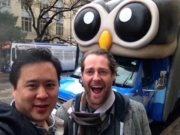Jeremiah Owyang and Ryan Holmes with the HootBus Jeremiah Owyang and Ryan Holmes with the HootBus
