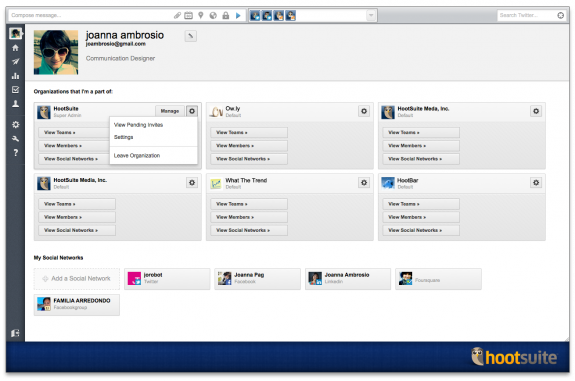HootSuite Teams: profile settings large