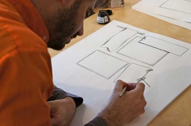 Freemium infographic jason drawing at desk