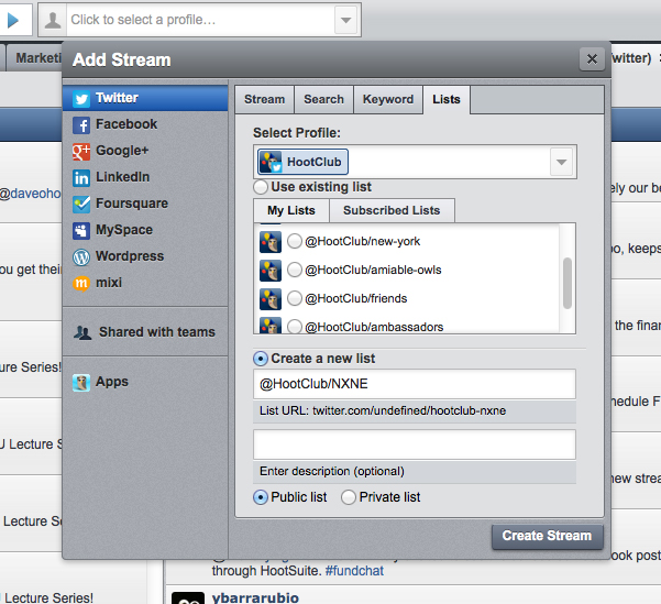 hootsuite lists