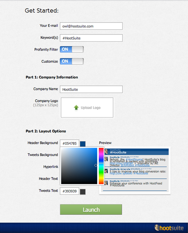 hootfeed customization