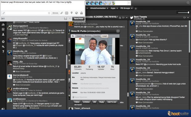 The HootSuite Dashboard in Bahasa Indonesia The HootSuite Dashboard in Bahasa Indonesia
