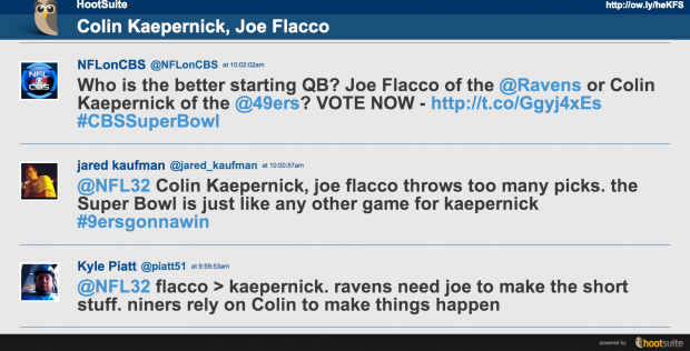 HootFeed Super Bowl Kaepernick vs Flacco