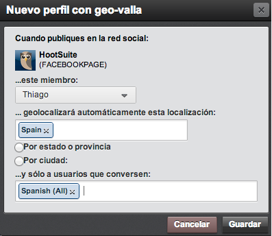 Screenshot, Spanish Geo targetting