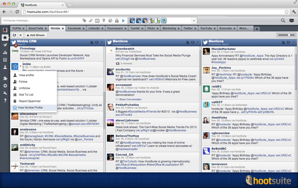 Nimble in HootSuite