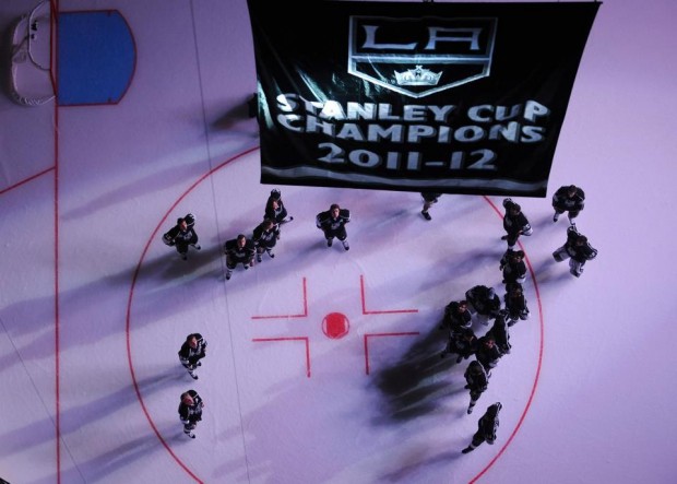 The LA Kings raise the banner The LA Kings raise the banner
