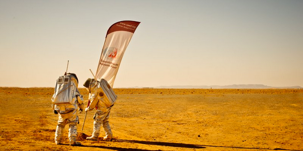 Scientists from the Austrian Space Forum lay claim in the red sand