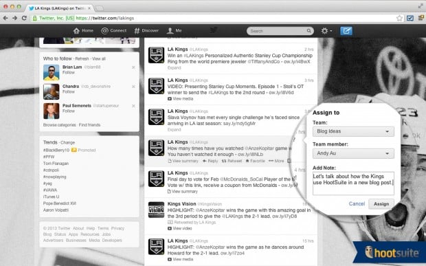 Assign messages directly from Twitter.com