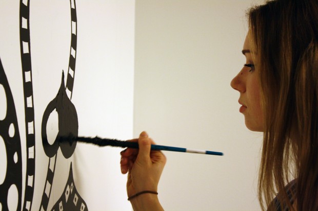 Ola Volo says she drew inspiration from the "social" aspect of social media while creating her mural.
