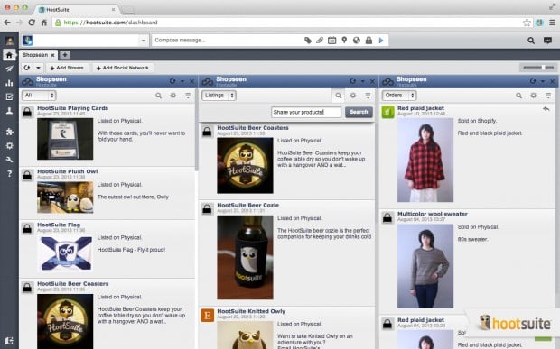 You have the ability to share your listings with all your social networks in HootSuite