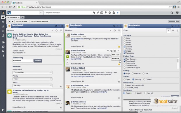 Strengthen your social capabilities with the power of deep listening across the web with the Brandwatch integration in HootSuite