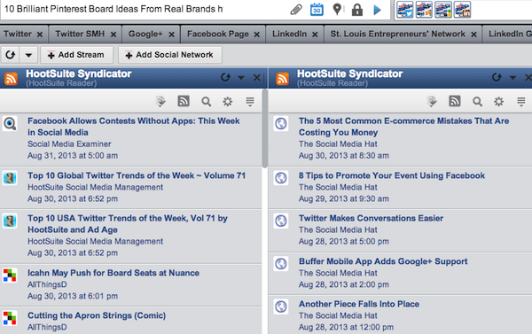 Manage all your RSS feeds with the HootSuite Syndicator.