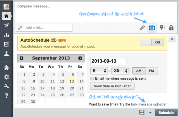 How to get to the bulk scheduler