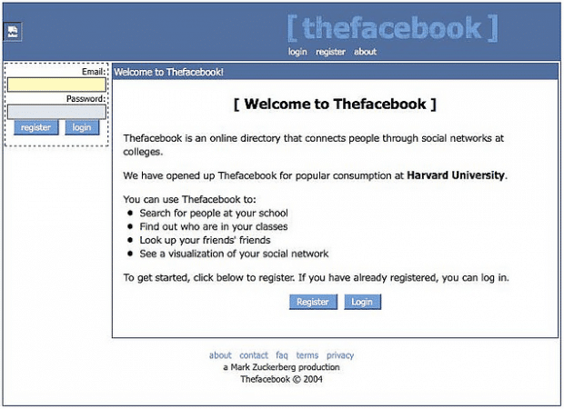 Facebook Circa 2004 Facebook Circa 2004