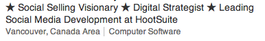 My own LinkedIn headline.