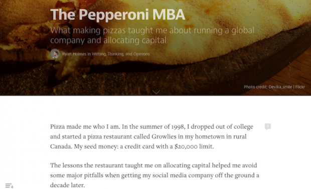 The beginning of a post by HootSuite CEO Ryan Holmes on Medium.