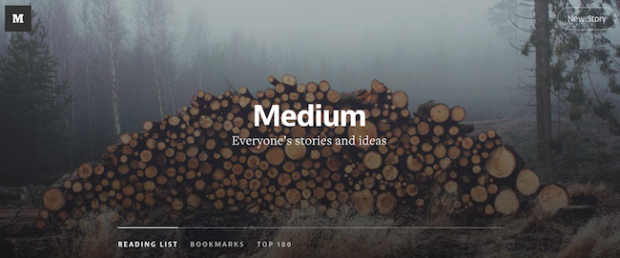The ever-changing home page header of blogging platform Medium.