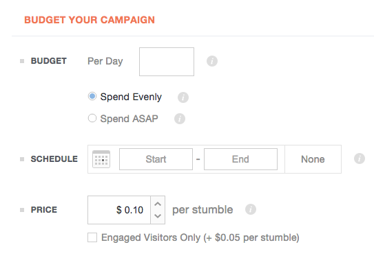 Social media advertising - StumbleUpon Budget