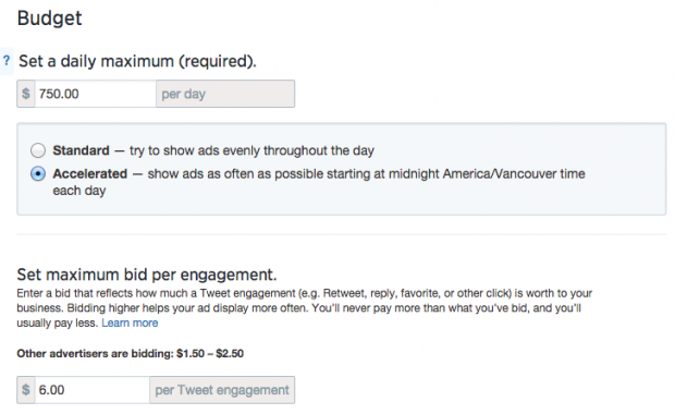 Social media advertising - Twitter ad budgeting