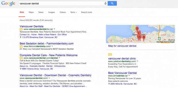  Search ads above and below a Google search 