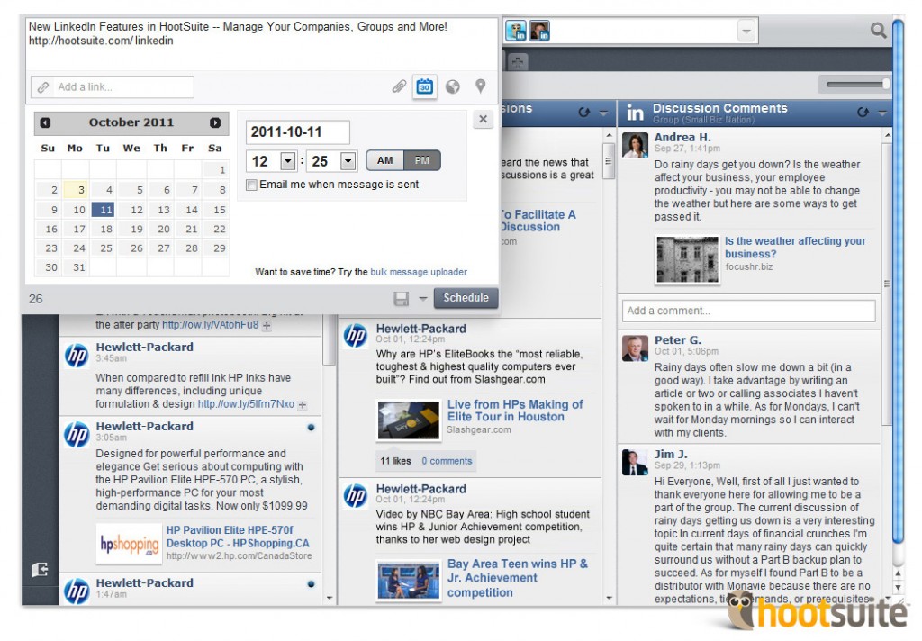 LinkedIn for HootSuite - dashboard LinkedIn for HootSuite - dashboard