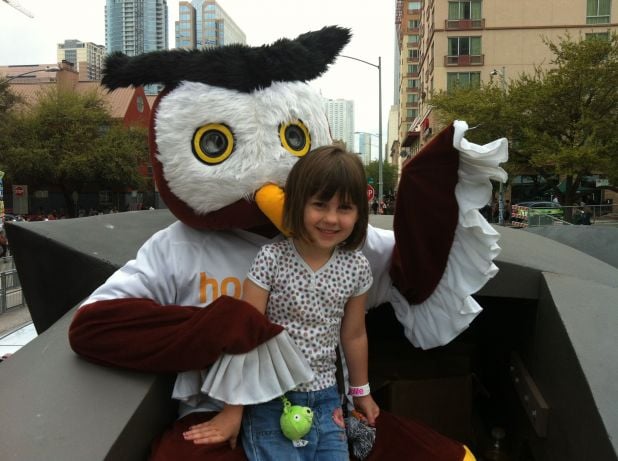 Owly rides the HootBus with a HooFan