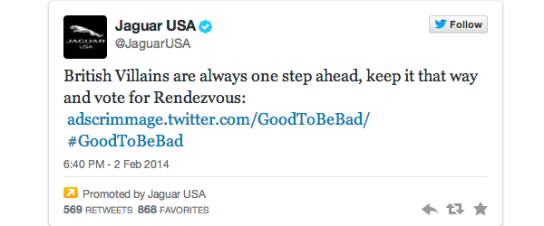 Promoted Tweet by @JaguarUSA - Social Media Trends of 2014