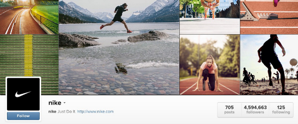Nike's Instagram feed.