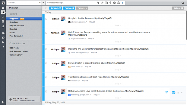 A full list of suggested content ready to be published