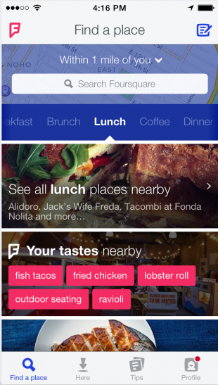 Foursquare Homescreen