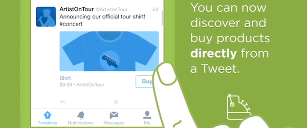 Screenshot from Twitter's video "A new way for you to make purchases on Twitter"