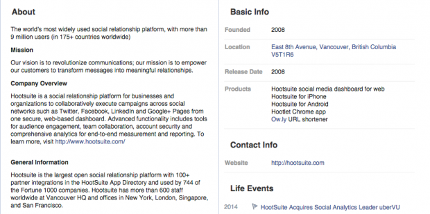 Social Media Profiles - Facebook Company Bio