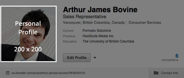  Suggested LinkedIn profile image dimensions 