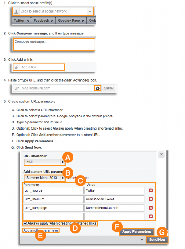 How to create custom URL parameters for link tracking in Hootsuite