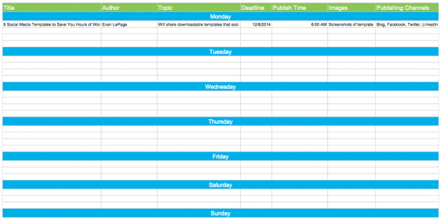 Editorial Calendar Template