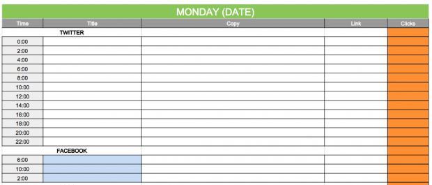 Social Media Content calendar Template