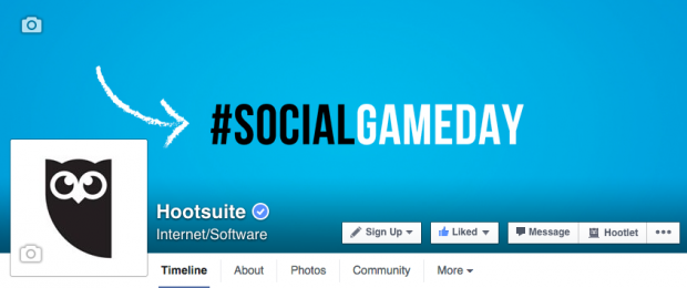 Hootsuite's cover photo promoting our Social Game Day content series